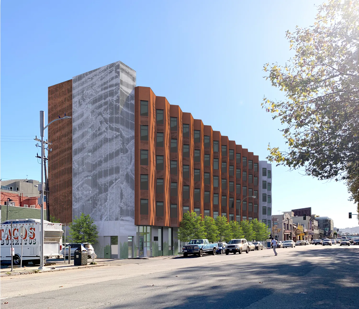 Rendered exterior of Tahanan Supportive Housing in San Francisco.