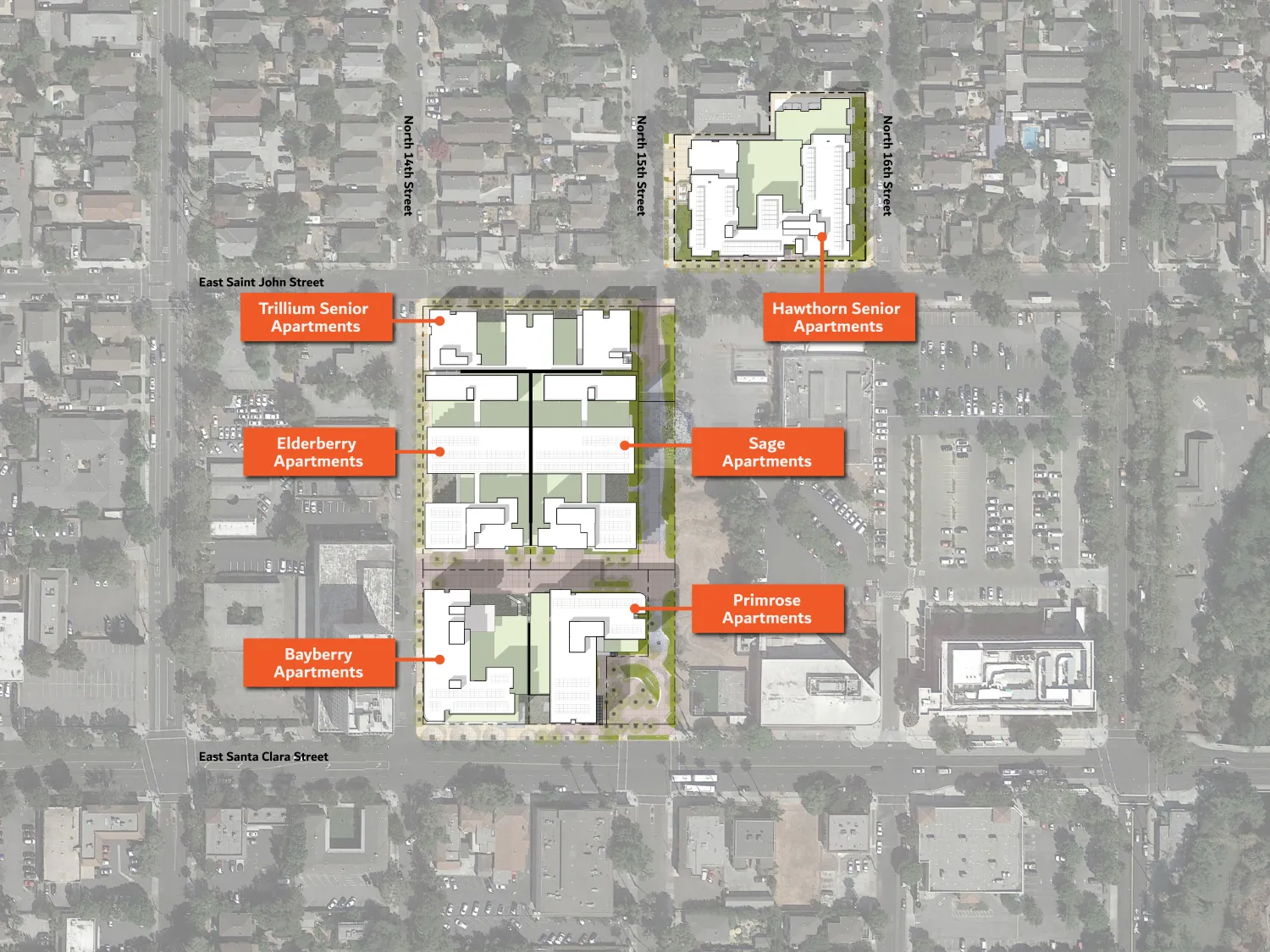 Site plan for East Santa Clara Housing in San Jose, California.