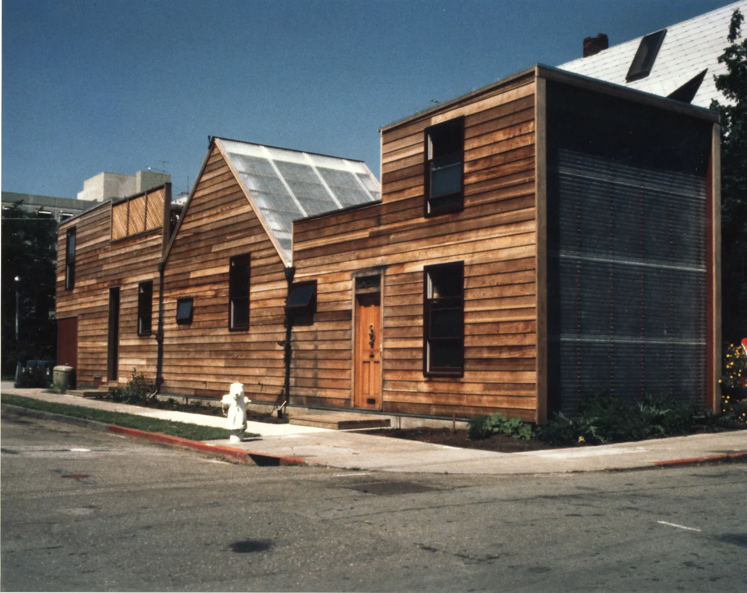 Exterior street corner view of Spaghetti House in Berkeley, California.