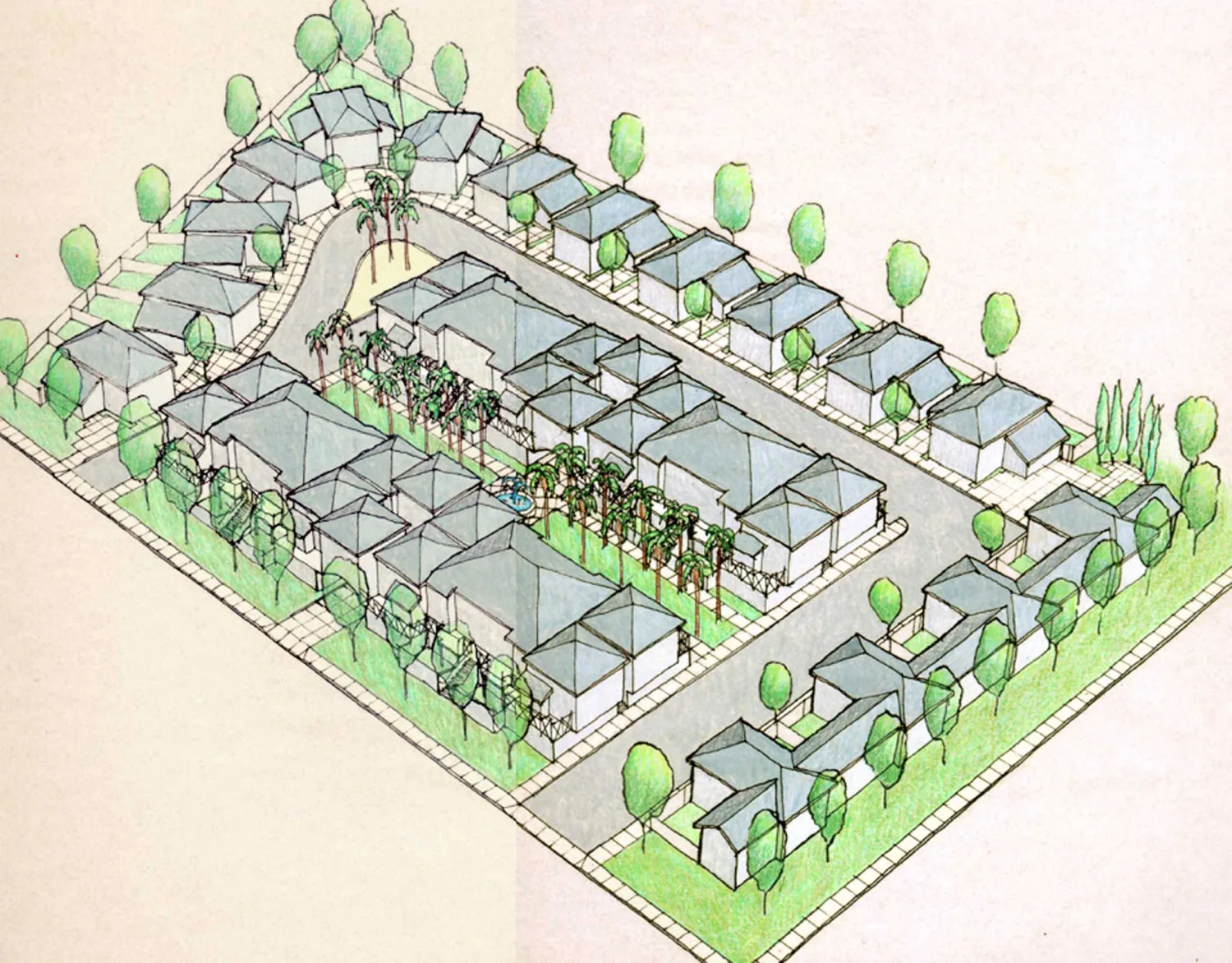 3D site map for Meadow Court in San Mateo, California.