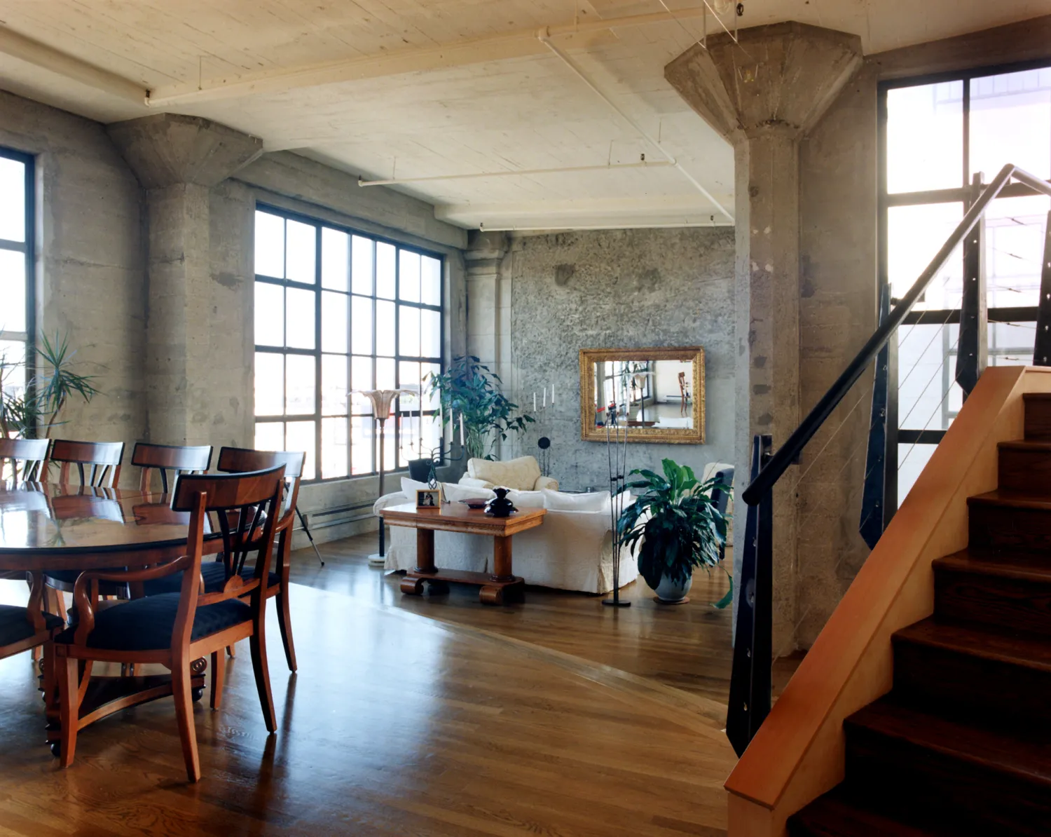 Interior view of a unit living room at 601 Fourth Street Lofts in San Francisco.