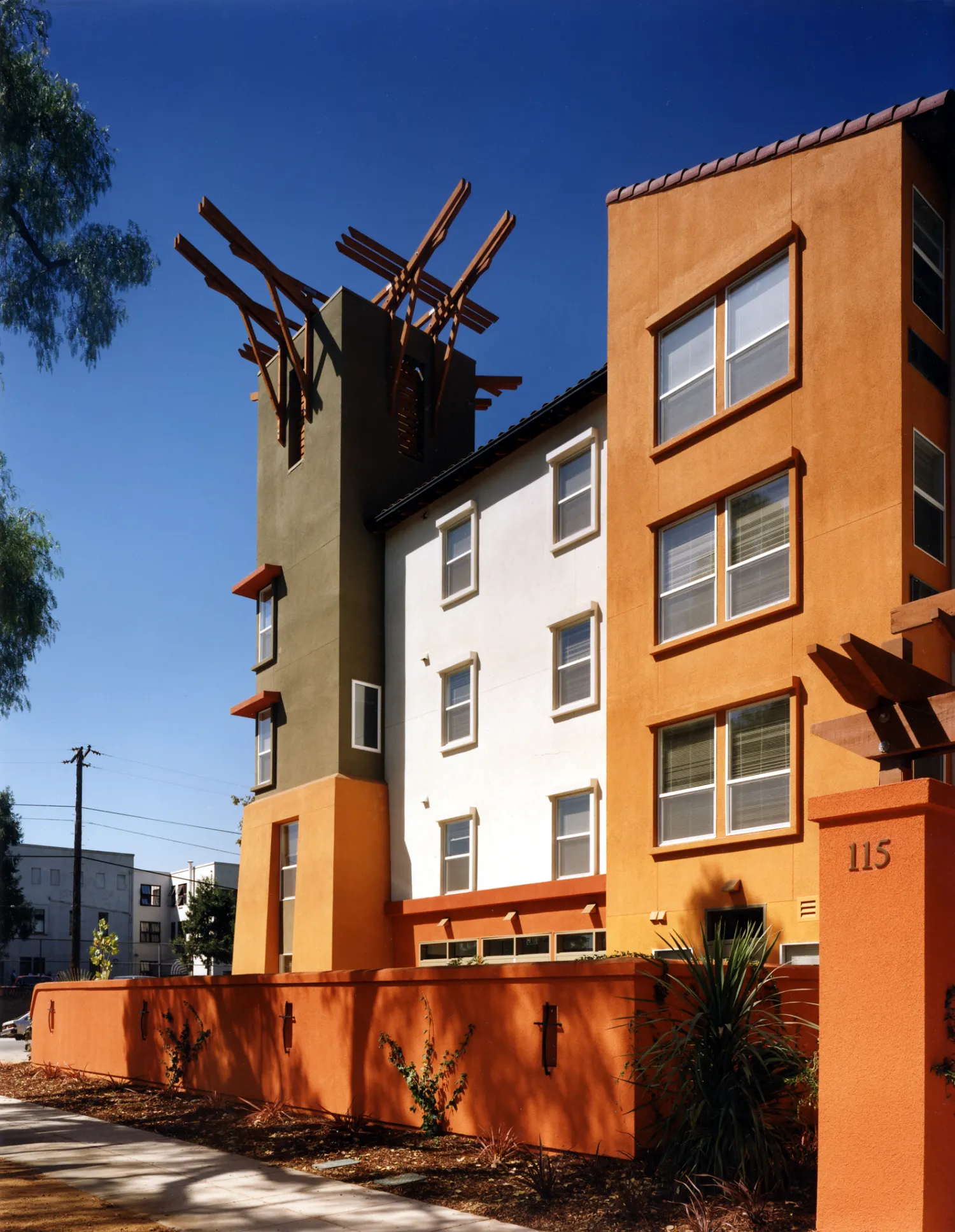 Sidewalk view of Plaza Maria in San Jose, California.