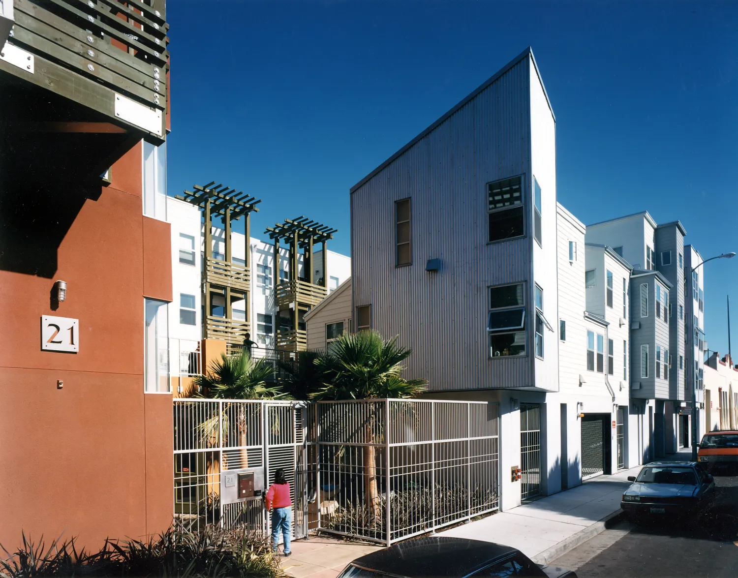 Exterior view to the courtyard entry at Columbia Park in San Francisco. 