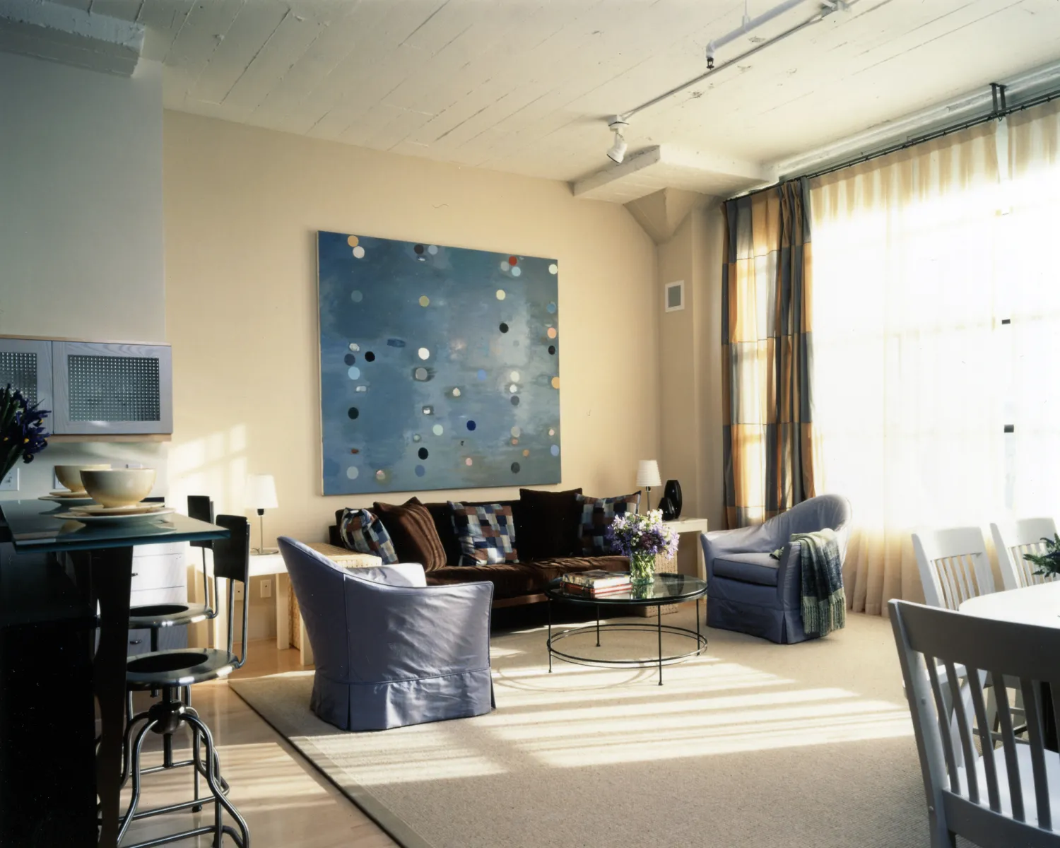 Interior view of a unit living room at 1500 Park Avenue Lofts in Emeryville, California.
