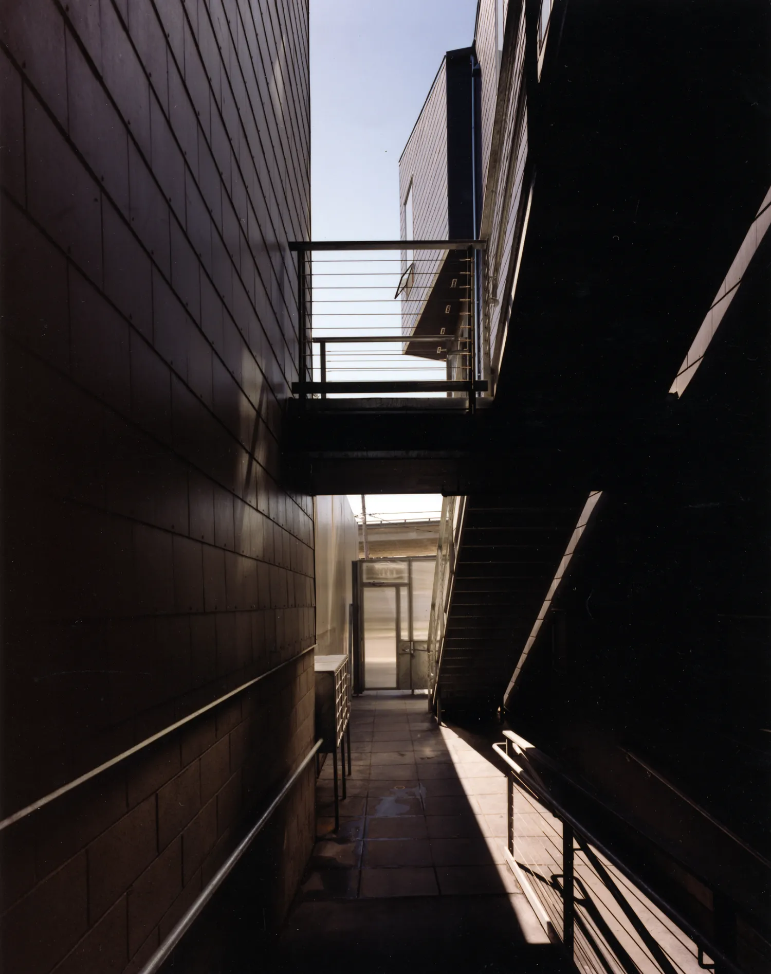 Open-air bridge at Indiana Industrial Lofts in San Francisco.