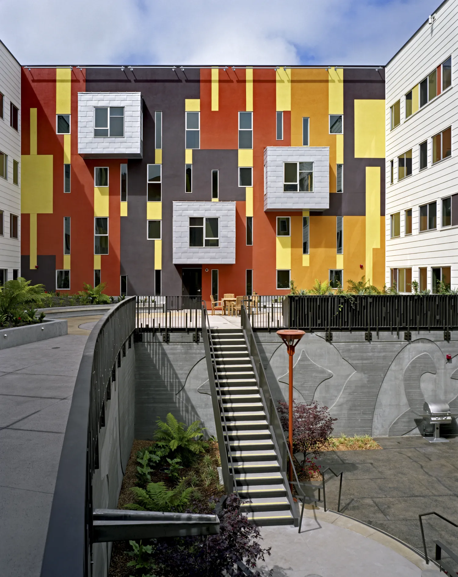 Entry courtyard at Armstrong Place Senior in San Francisco.