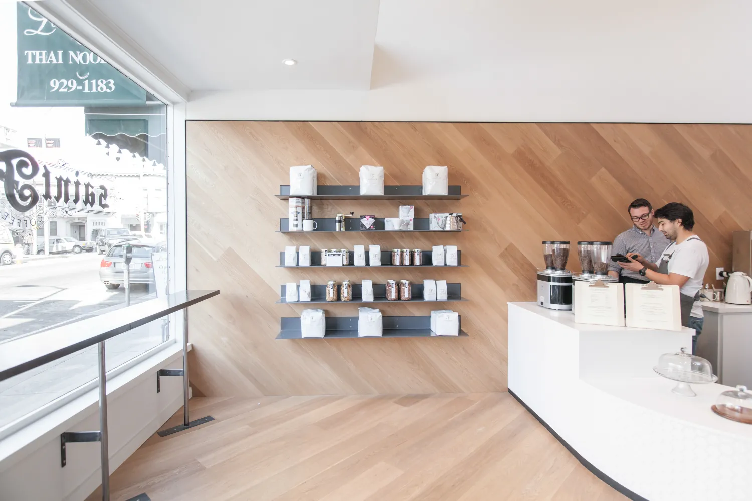 Interior of Saint Frank Coffee in San Francisco.