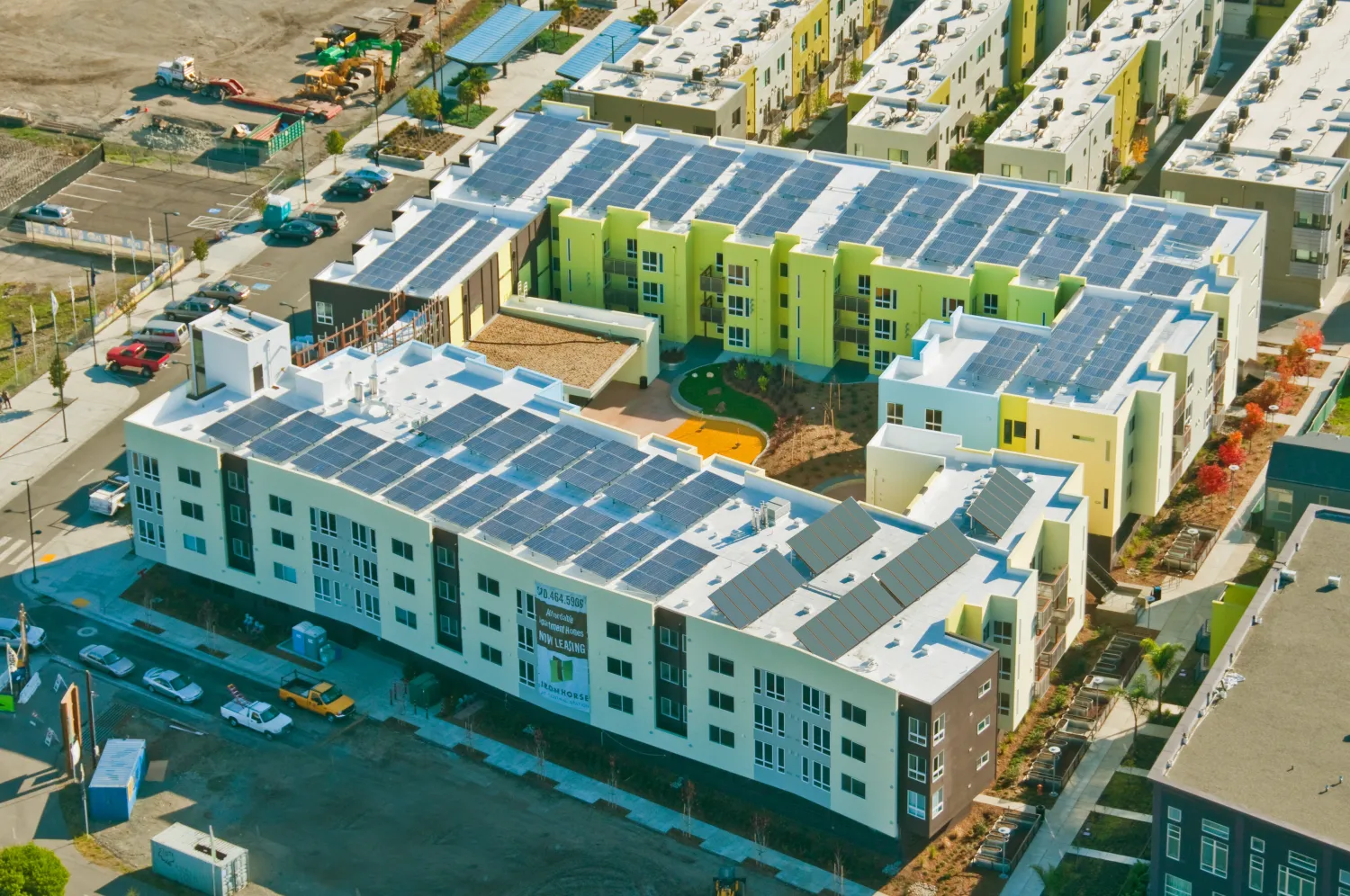 Aerial view of Ironhorse at Central Station in Oakland, California.