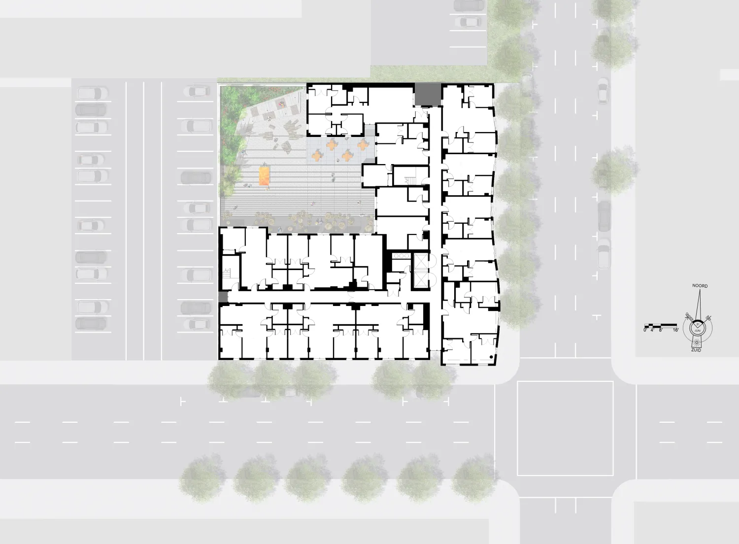 Level eight site plan for 555 Larkin in San Francisco. 