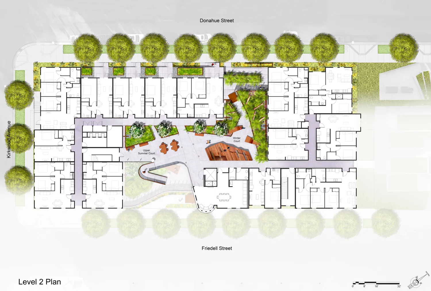 Level two site plan of Pacific Pointe Apartments in San Francisco, CA.