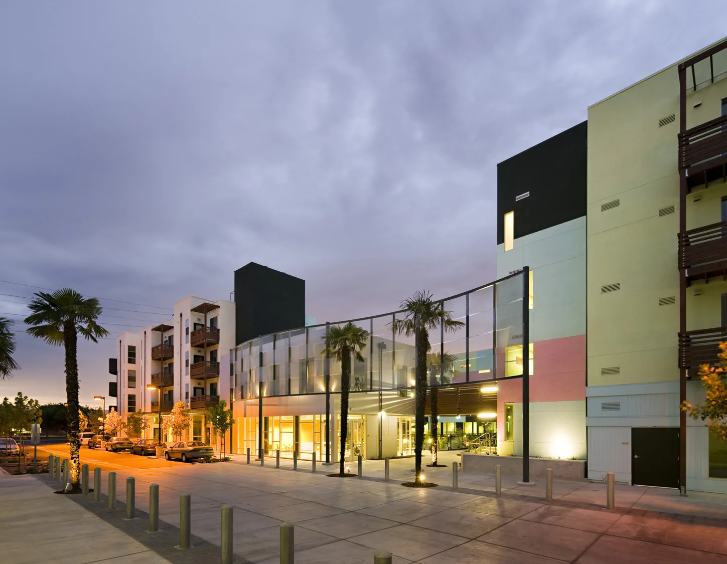 Entrance to the community center at Paseo Senter in San Jose, California.