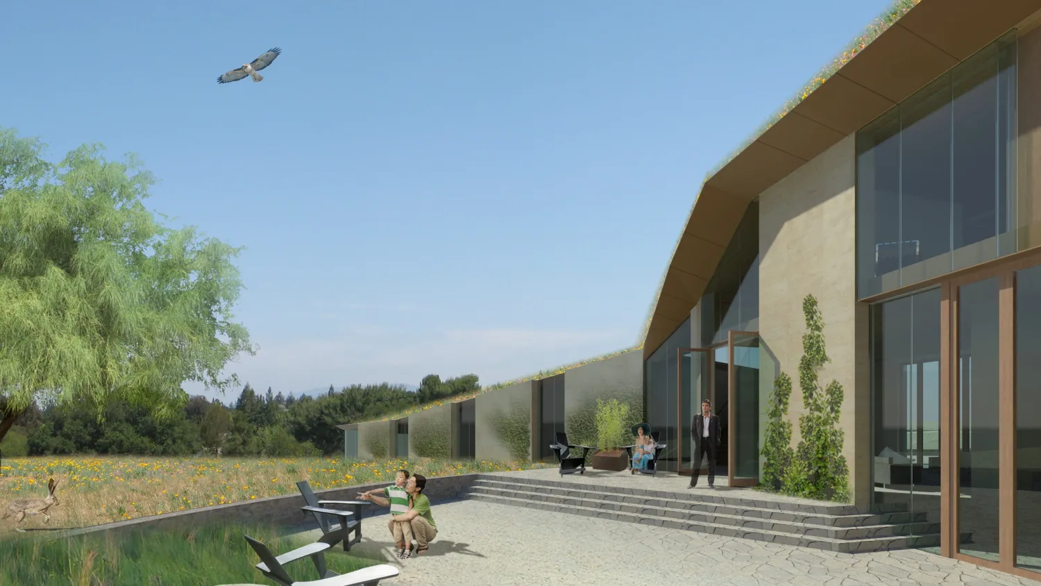 Exterior rendering of the entry to Qc2.