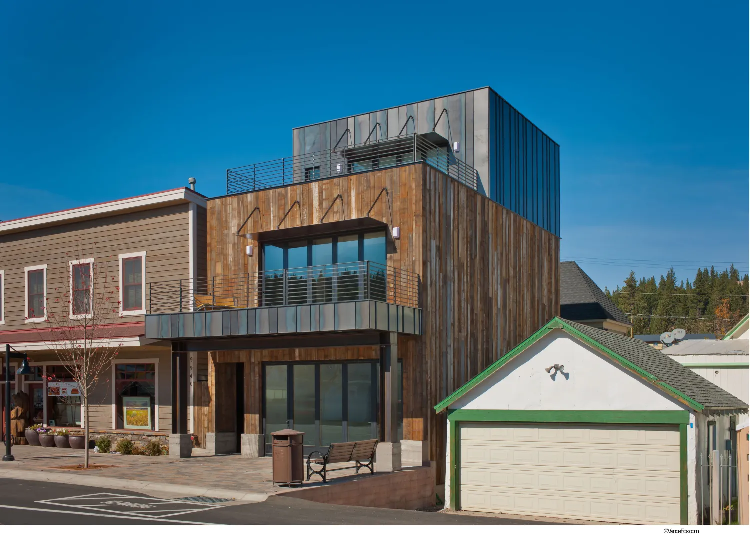 Exterior view of Truckee Prototype Mixed-Use Townhouse in Truckee, California.