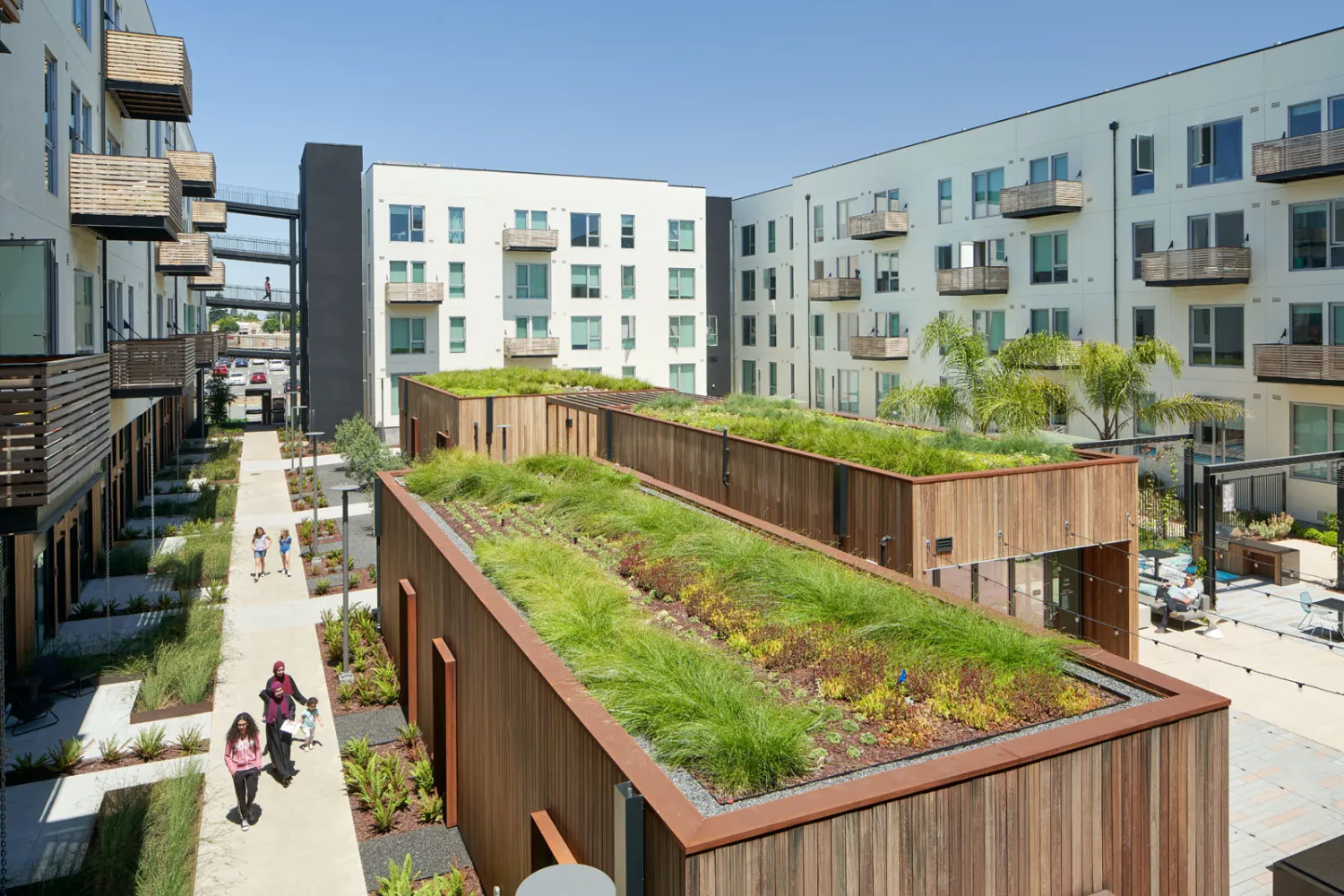 View of the courtyard in Union Flats in Union City, Ca.