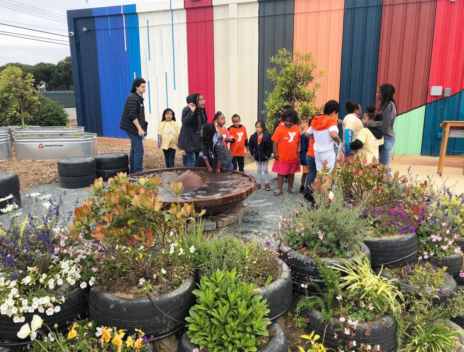 School kids in Gather Garden in San Francisco.