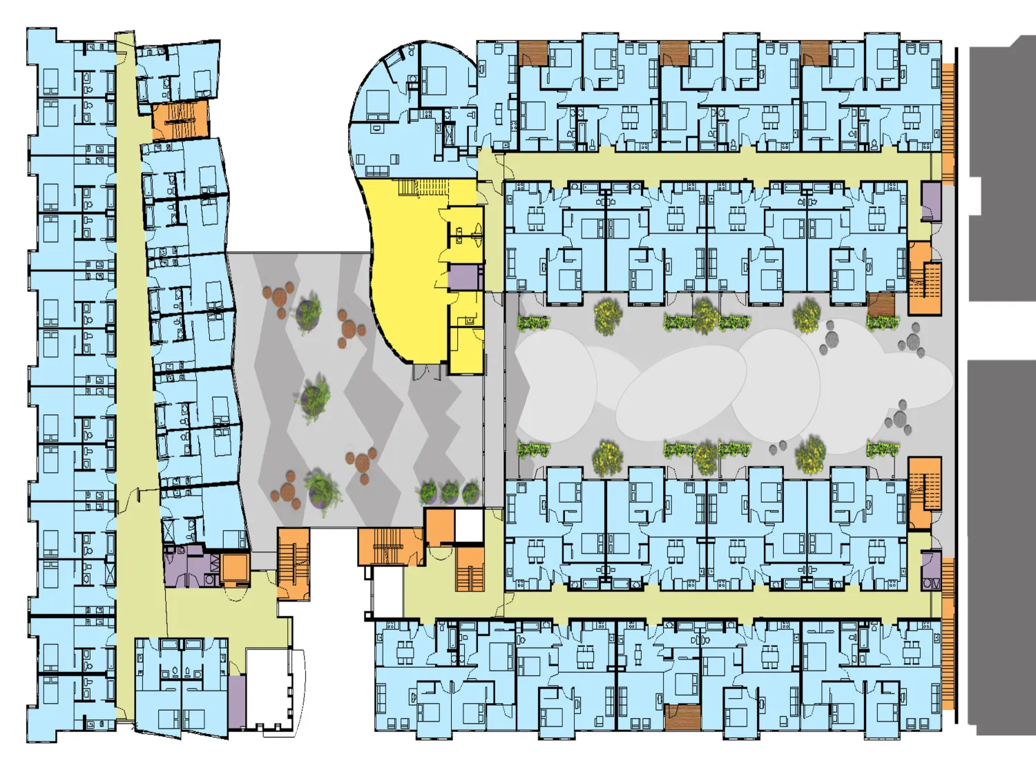 Podium level site plan for 8th & Howard/SOMA Studios in San Francisco, Ca.