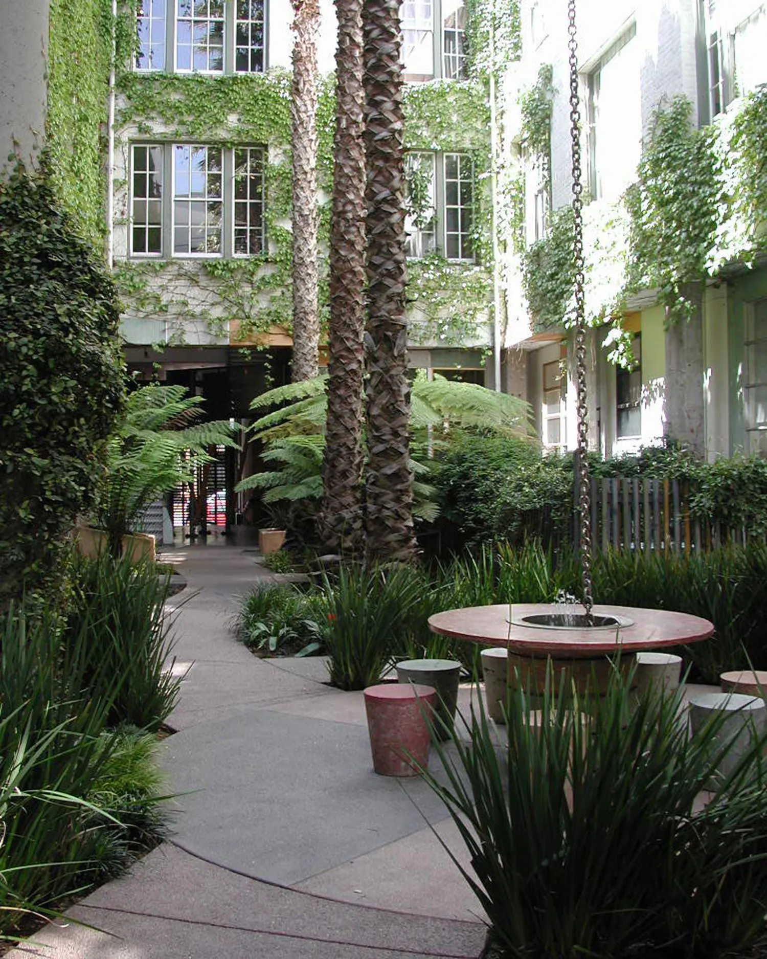 View of the courtyard at the Clock Tower Lofts in San Francisco.