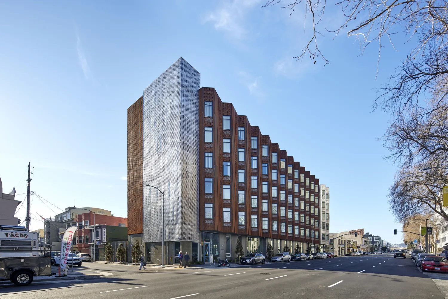 Exterior view of Tahanan Supportive Housing in San Francisco.