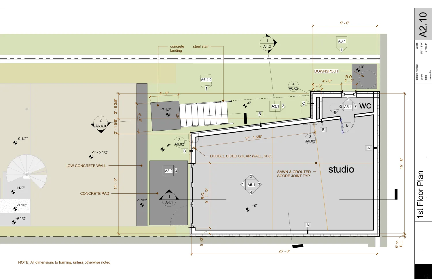 Site plan for the first level of Zero Cottage, the workshop.