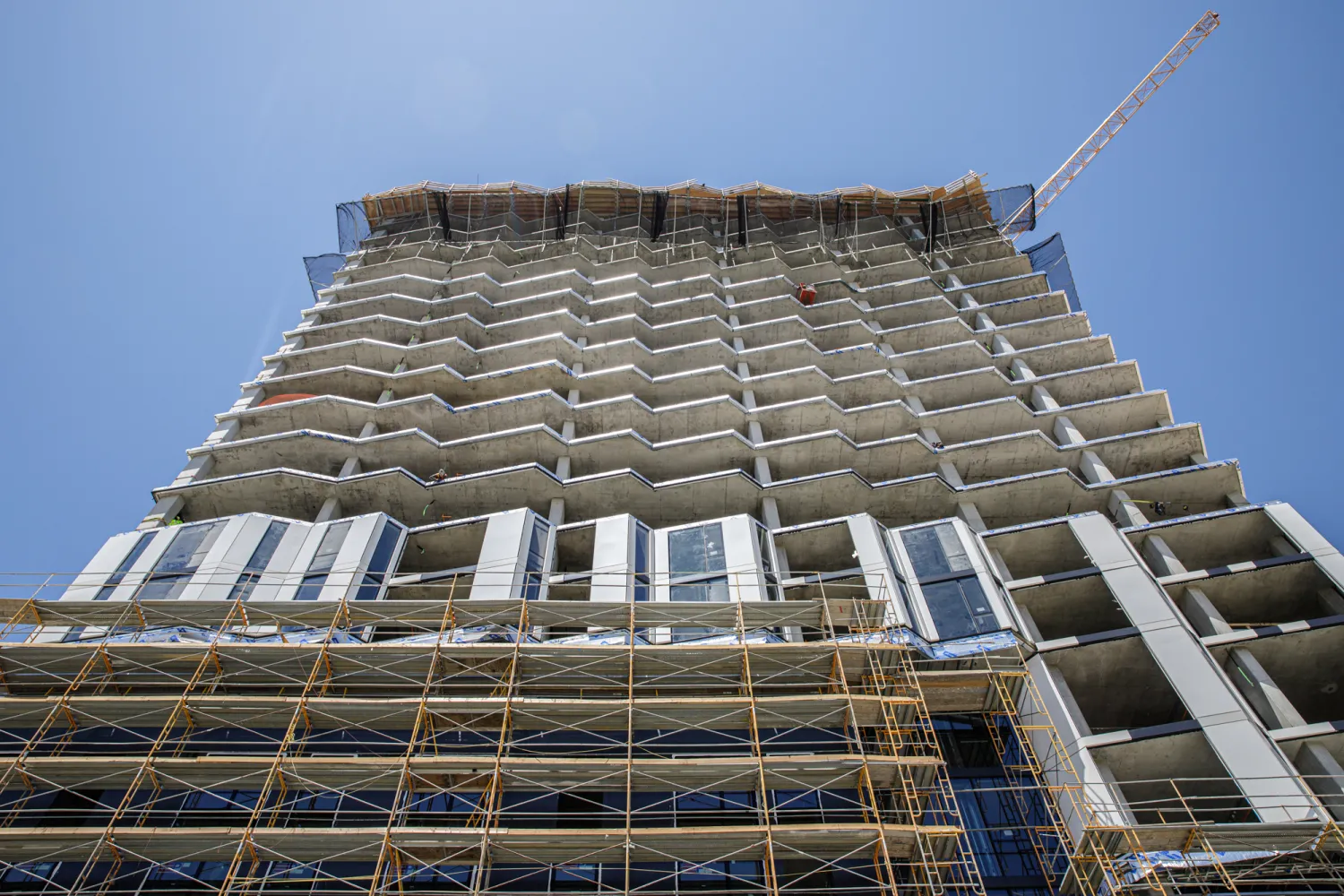 Looking up to Tidal House SF while under construction.