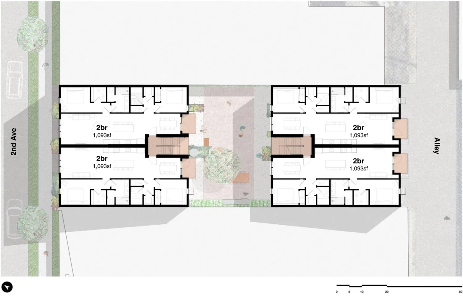 Upper level site plan for 2323 Second Avenue South in Birmingham, Alabama.