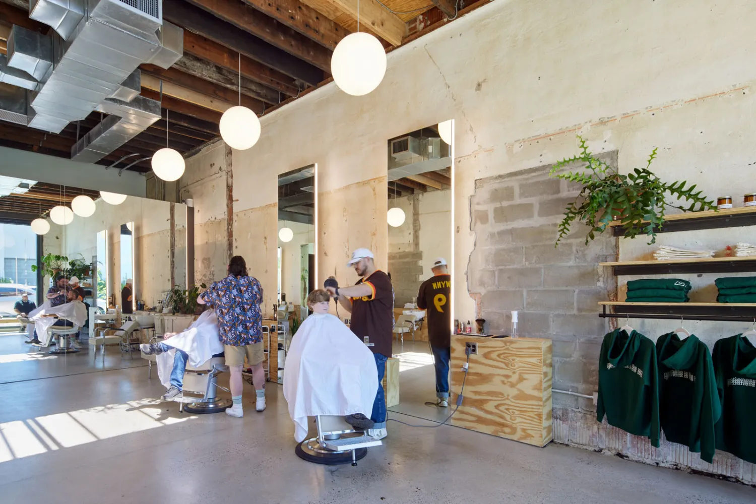 Interior of the barbershop at the Bandsaw Building in Birmingham, Alabama.