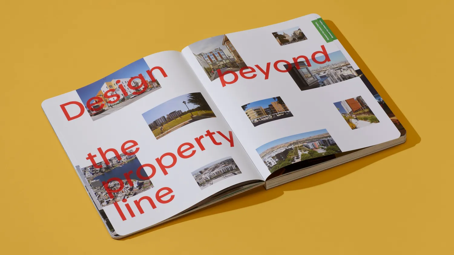 9 Ways Book Spread opened on the page with text: "Design Beyond the Property Line"