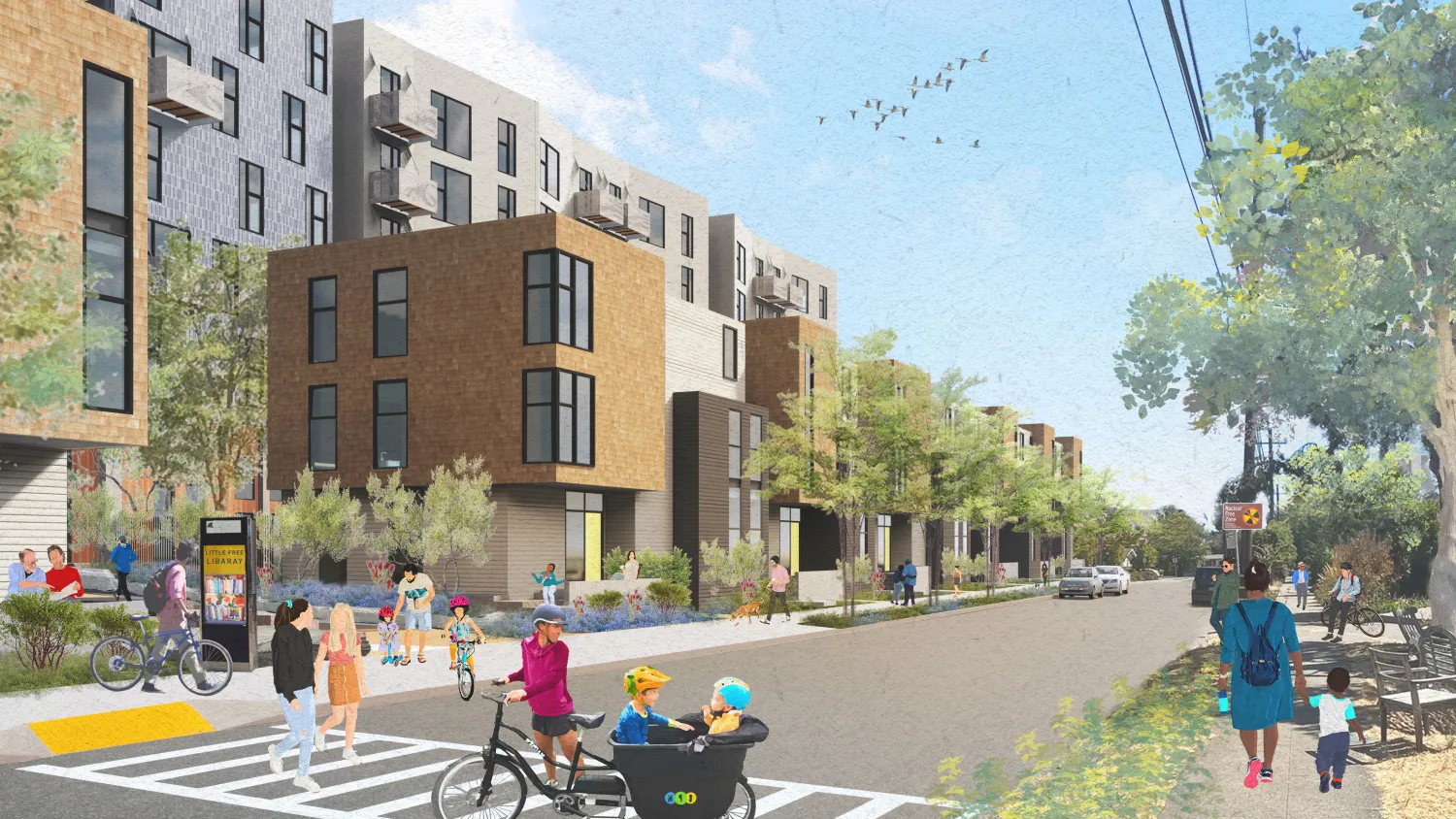 Exterior rendering of North Berkeley BART site in Berkeley, California.