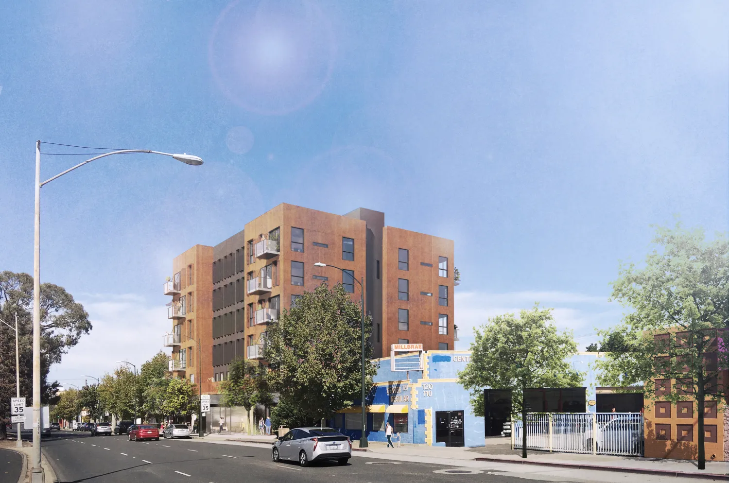 Exterior rendering of 130 El Camino in Millbrae, California.