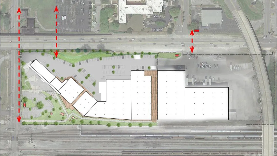 Site plan for Sloss Docks in Birmingham, Alabama.