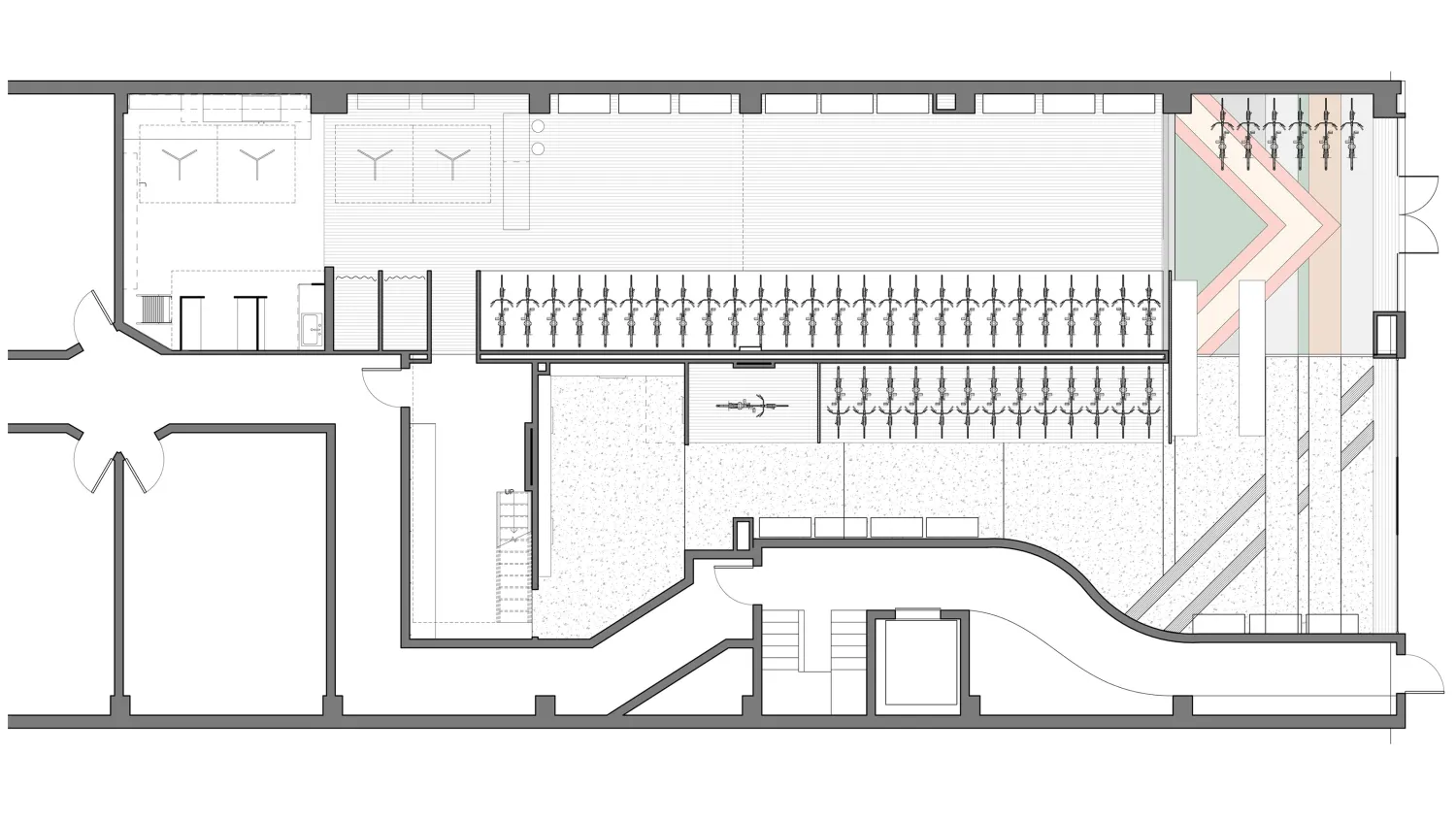 Floor plan with bicycle storage for Huckleberry Bicycles in San Francisco.