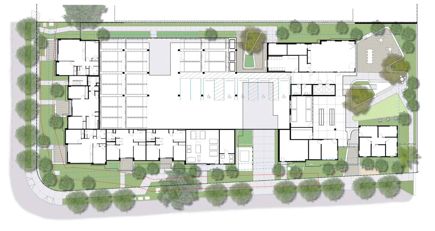 Ground level site plan for La Avenida in Mountain View, California.