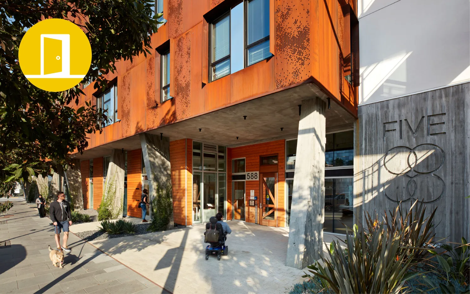 Welcoming entry to Five88 in San Francisco.