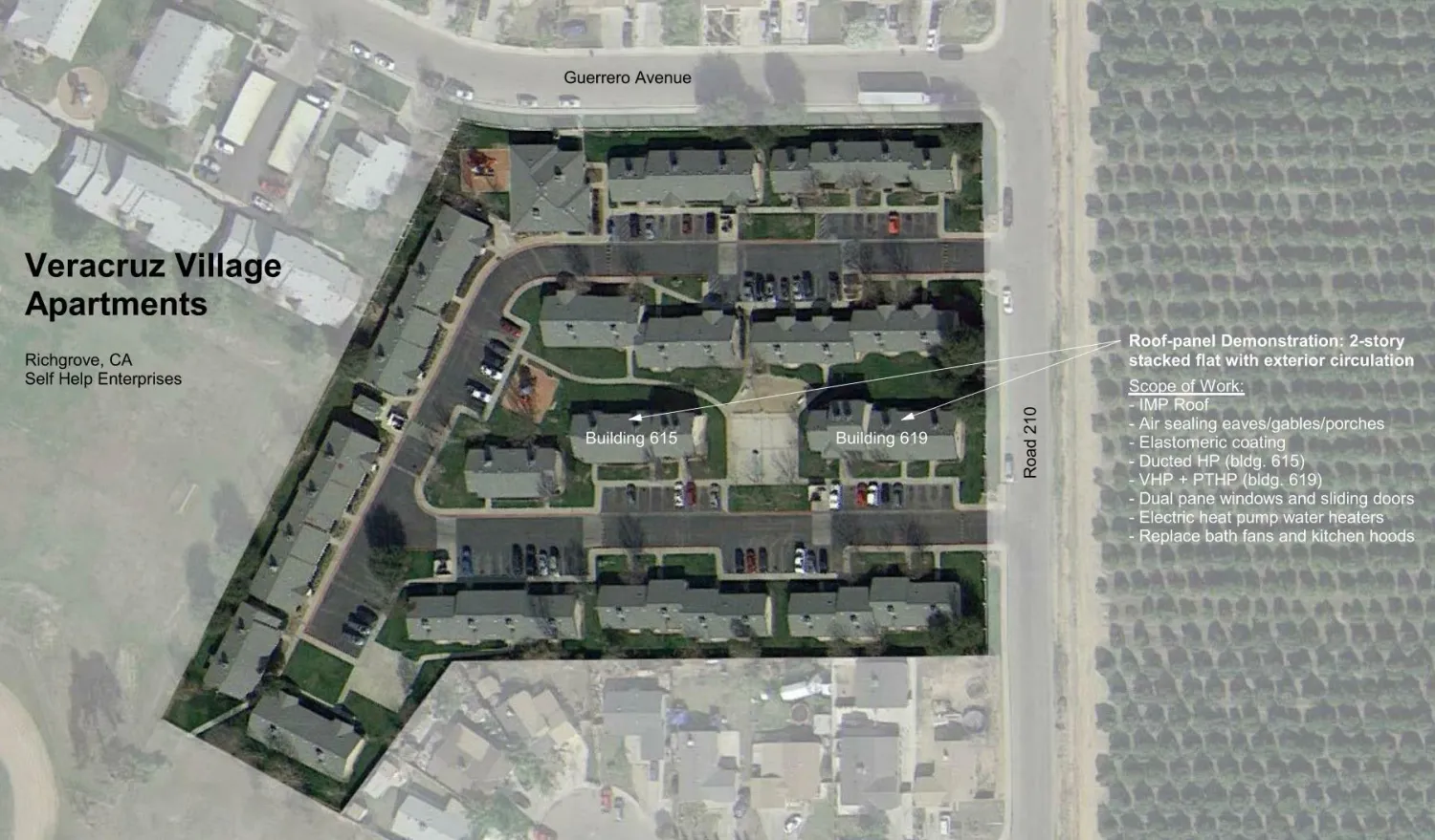 Site plan for Vera Cruz Village in Richgrove, California. 