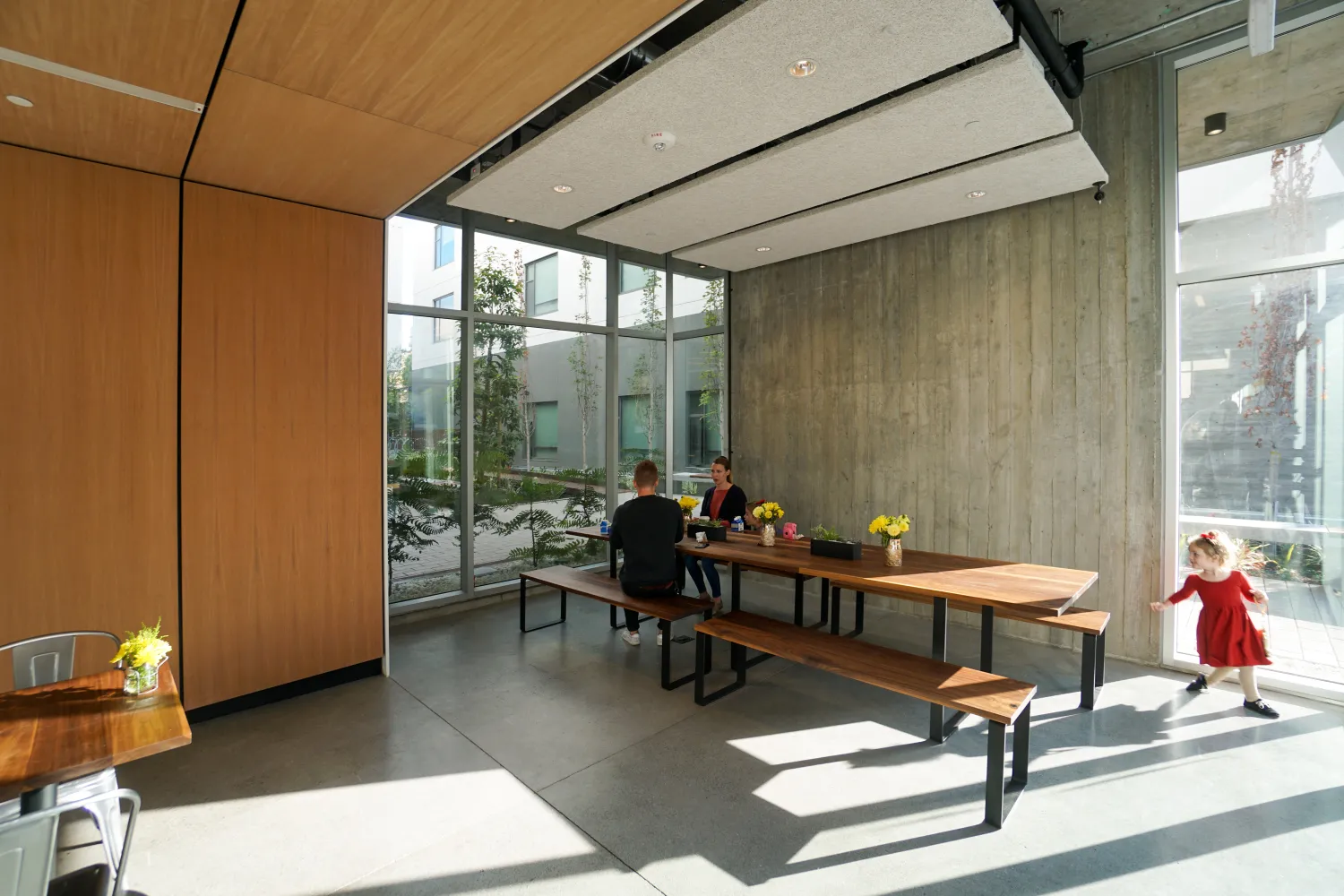 Interior view of Johnny Doughnuts seating in San Francisco.
