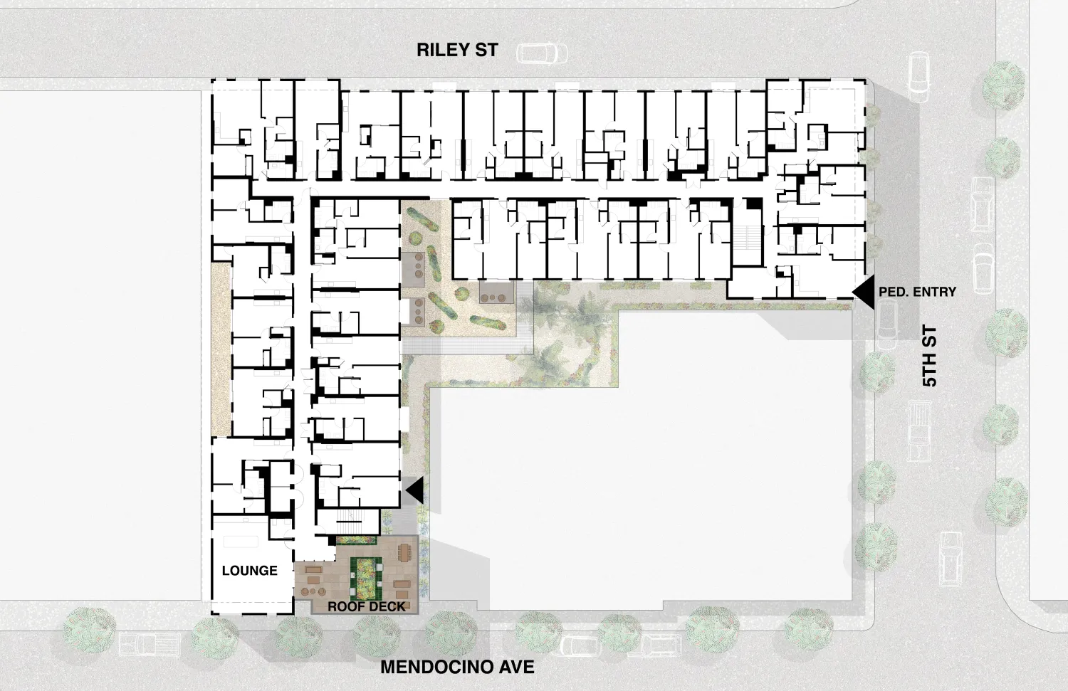 Site plan for level eight at 420 Mendocino in Santa Rose, California.