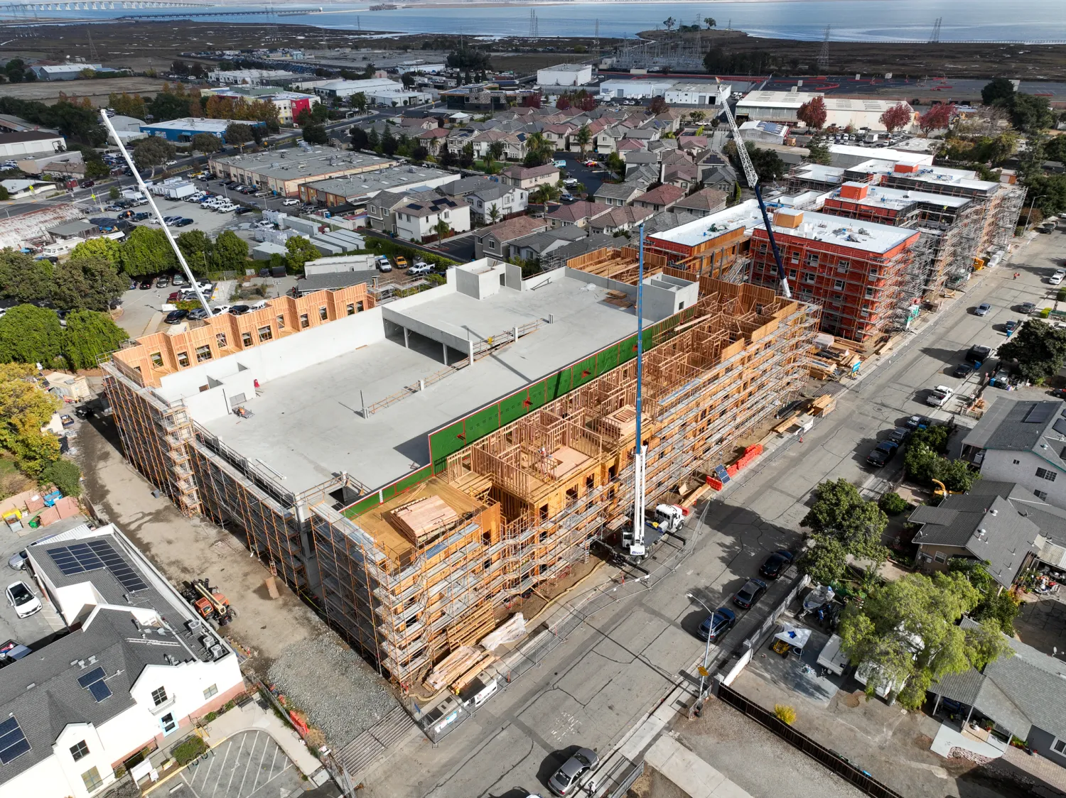 Drone shot during construction phase of Colibri Commons.