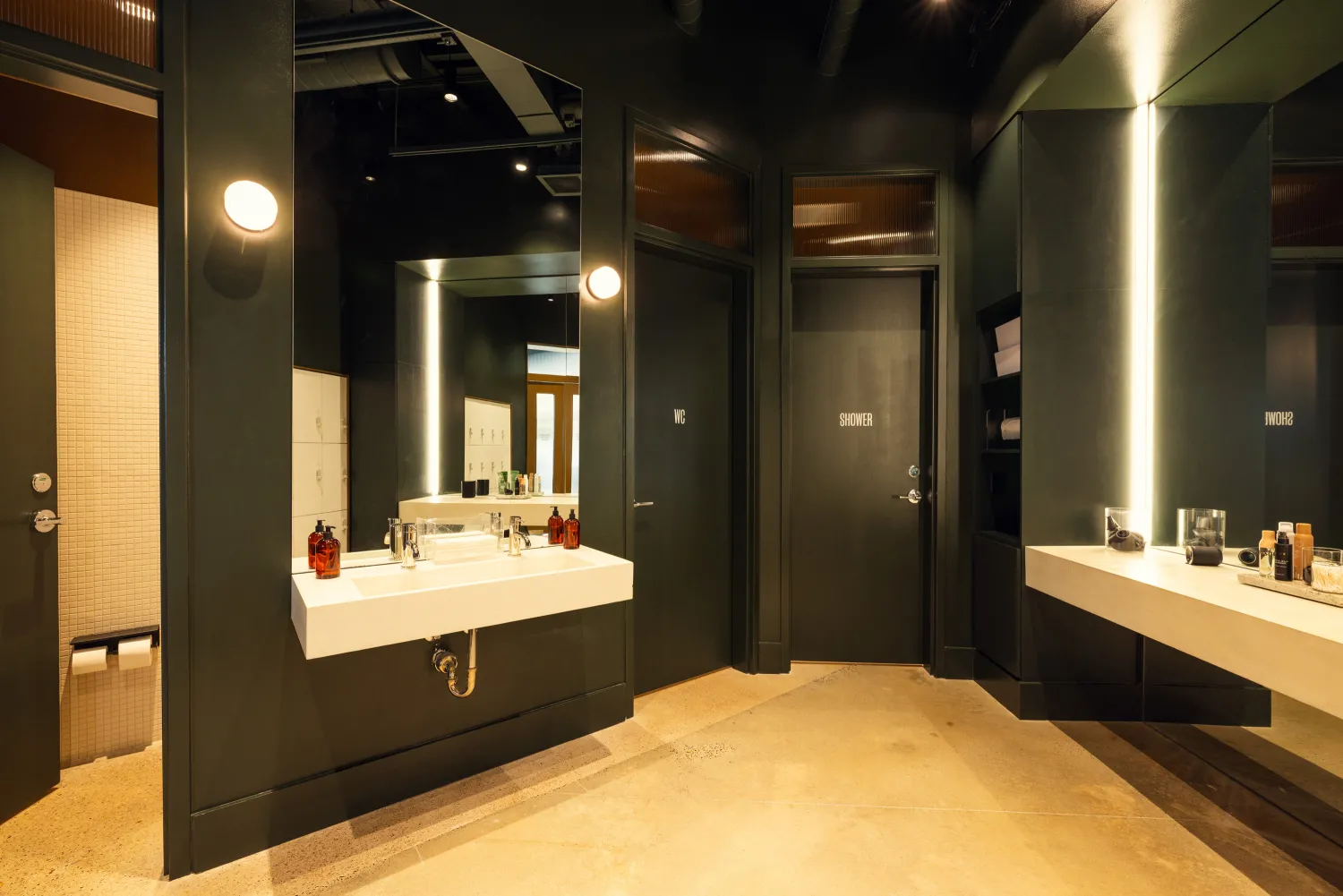 Interior view of the Supertone locker room.