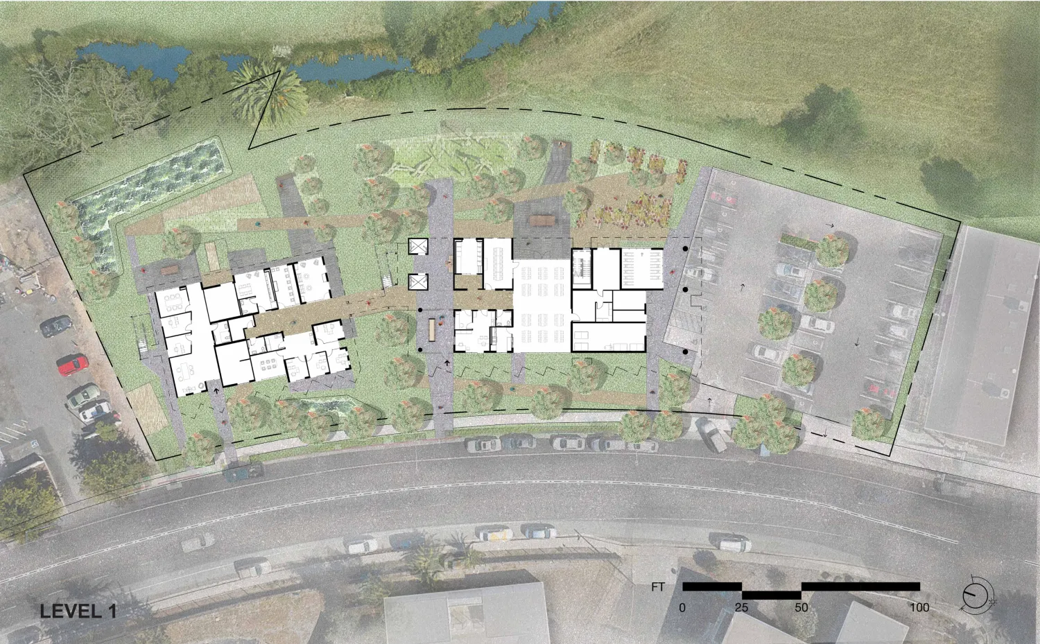 ground level floor plan for Blue Oak Landing