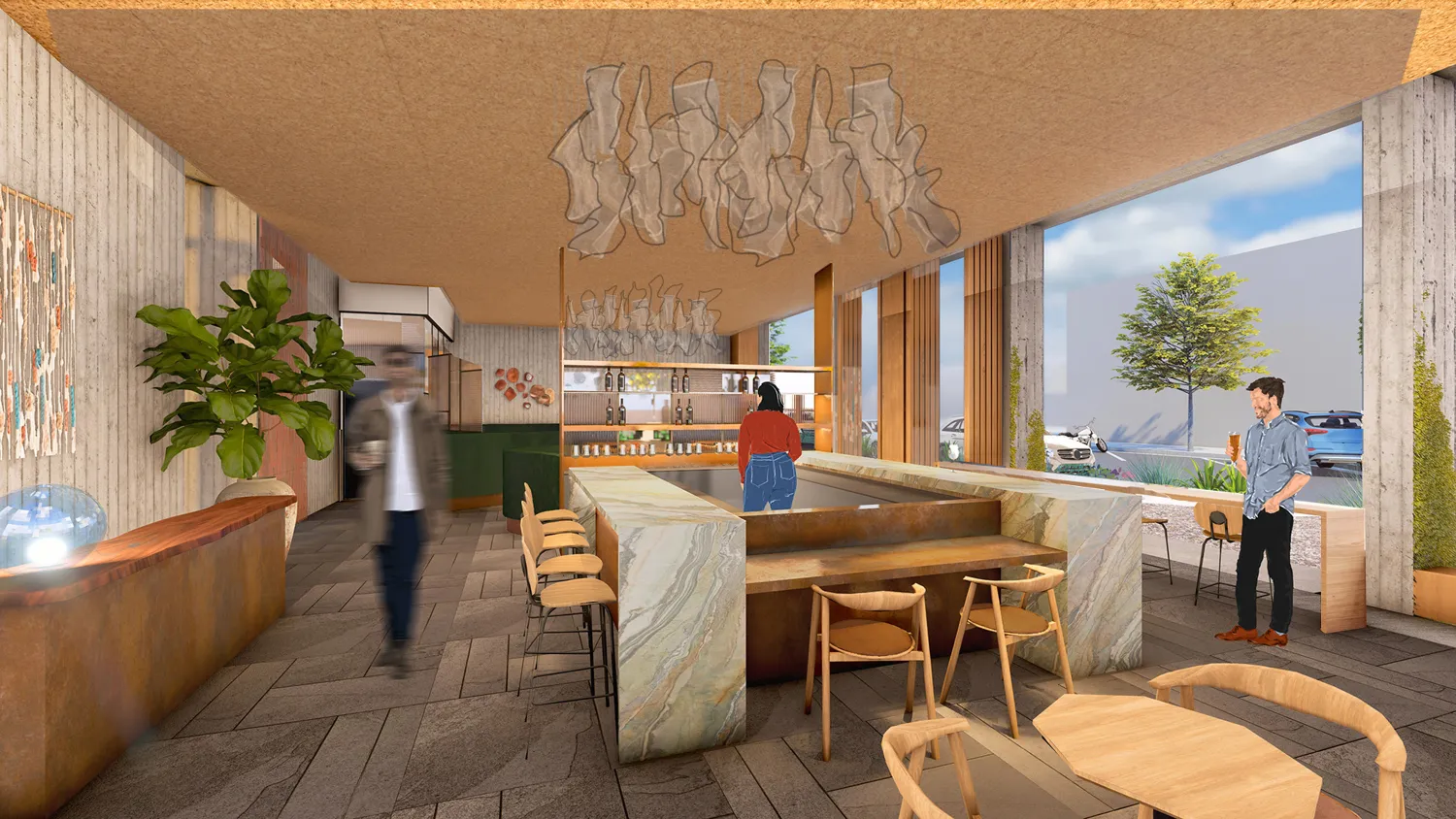 Interior rendering view of the restaurant entry at HH Residences.
