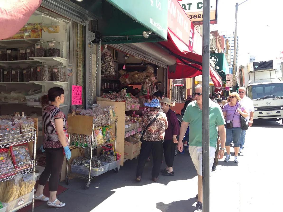 sidewalk in chinatown in San Francsico.