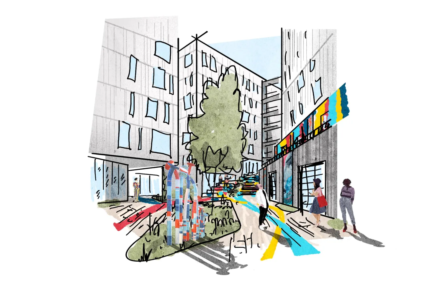 Sketch of alley between buldings