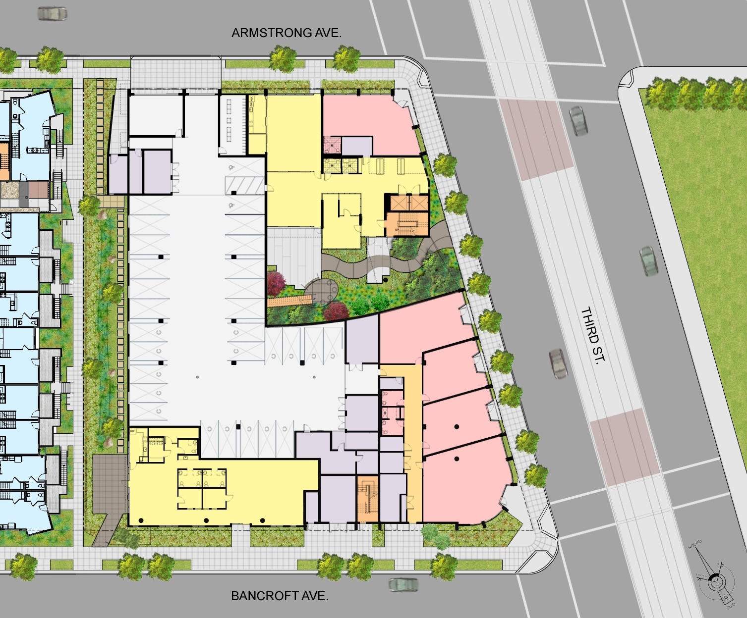 Level one site plan for Armstrong Place Senior in San Francisco.