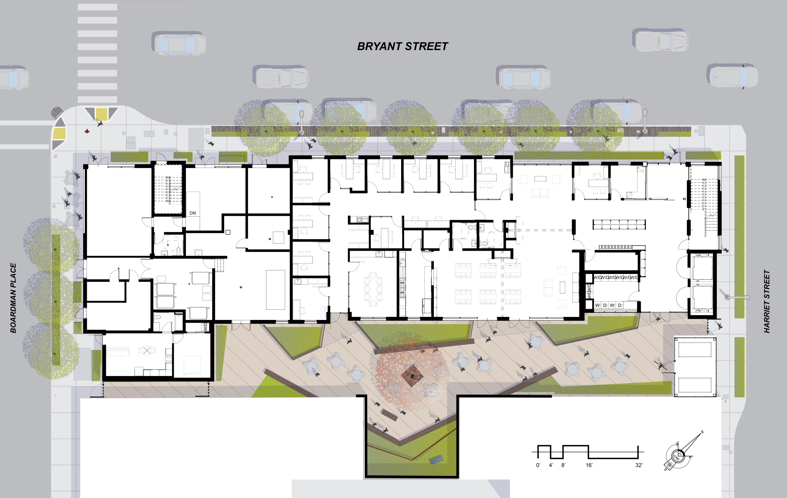 Level one site plan for Tahanan Supportive Housing in San Francisco.