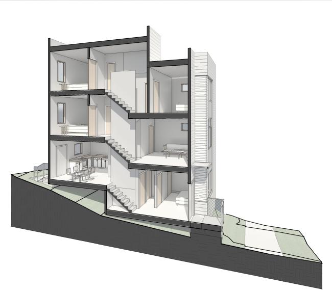 Rendering layout of townhouse for 847-848 Fairfax Avenue in San Francisco.