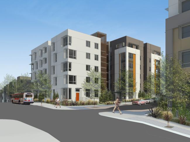 Rendered exterior of 847-848 Fairfax Avenue in San Francisco.