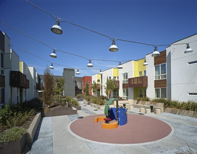 Courtyard at Tassafaronga Village in East Oakland, CA. 