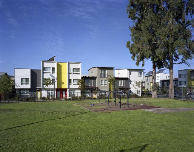 Exterior view of Tassafaronga Village in East Oakland, CA. 