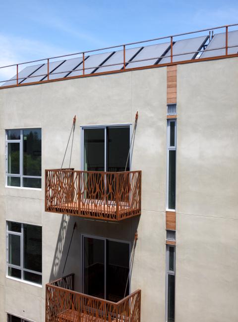 Detail of suite balconies at h2hotel in Healdsburg, Ca. 