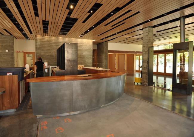 Construction of reception bar at h2hotel in Healdsburg, Ca.
